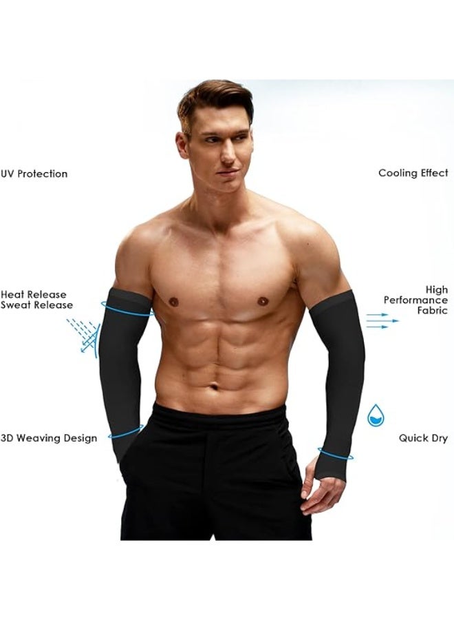 CLENEA 4 Pairs UV Sun Protection Arm Sleeves for Men Women, UPF 50 Compression Cooling Sleeves, Outdoor Sports Sleeve, UV Arm Cover, Sun Sleeves, Gardening Outdoors Sports Workouts Sunscreen Arm Sleeves - Image 3